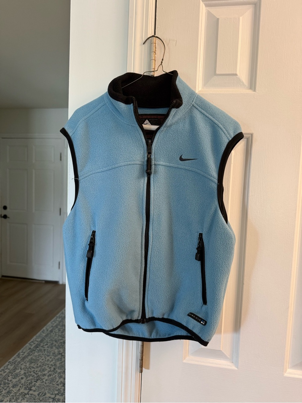 Nike Vintage Men’s or Womens Light Blue Fleece Vest with Black Trim